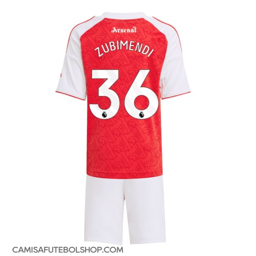 Camisa de time de futebol Arsenal Martin Zubimendi #36 Replicas 1º Equipamento Infantil 2025-26 Manga Curta (+ Calças curtas)